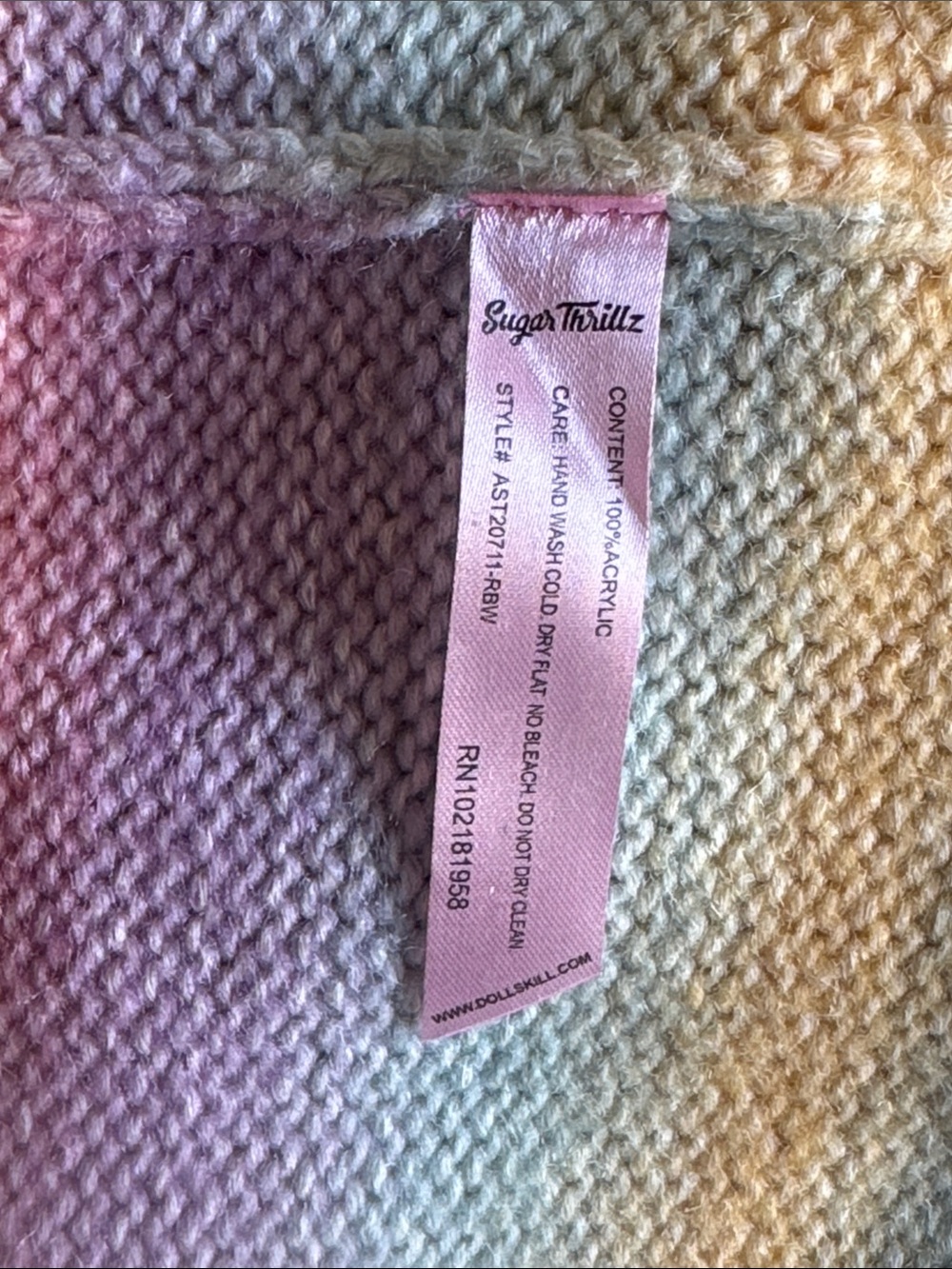 Dolls Kill Sugar Thrillz Rainbow Sadie Hawkins Striped Sweater Size M - Picture 7 of 11